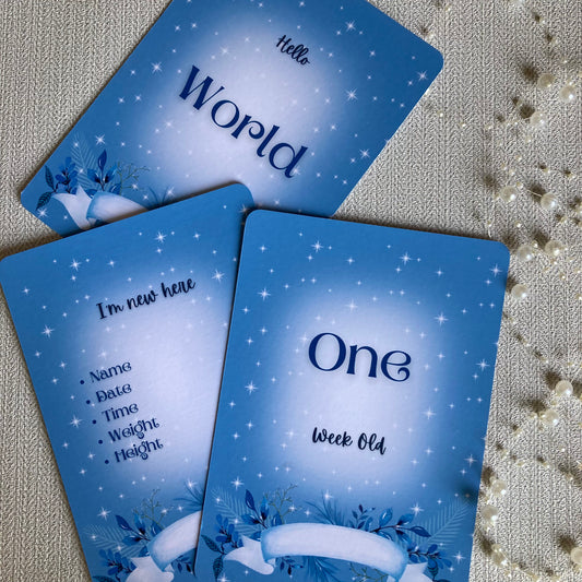 Blue Galaxy Themed Milestone cards