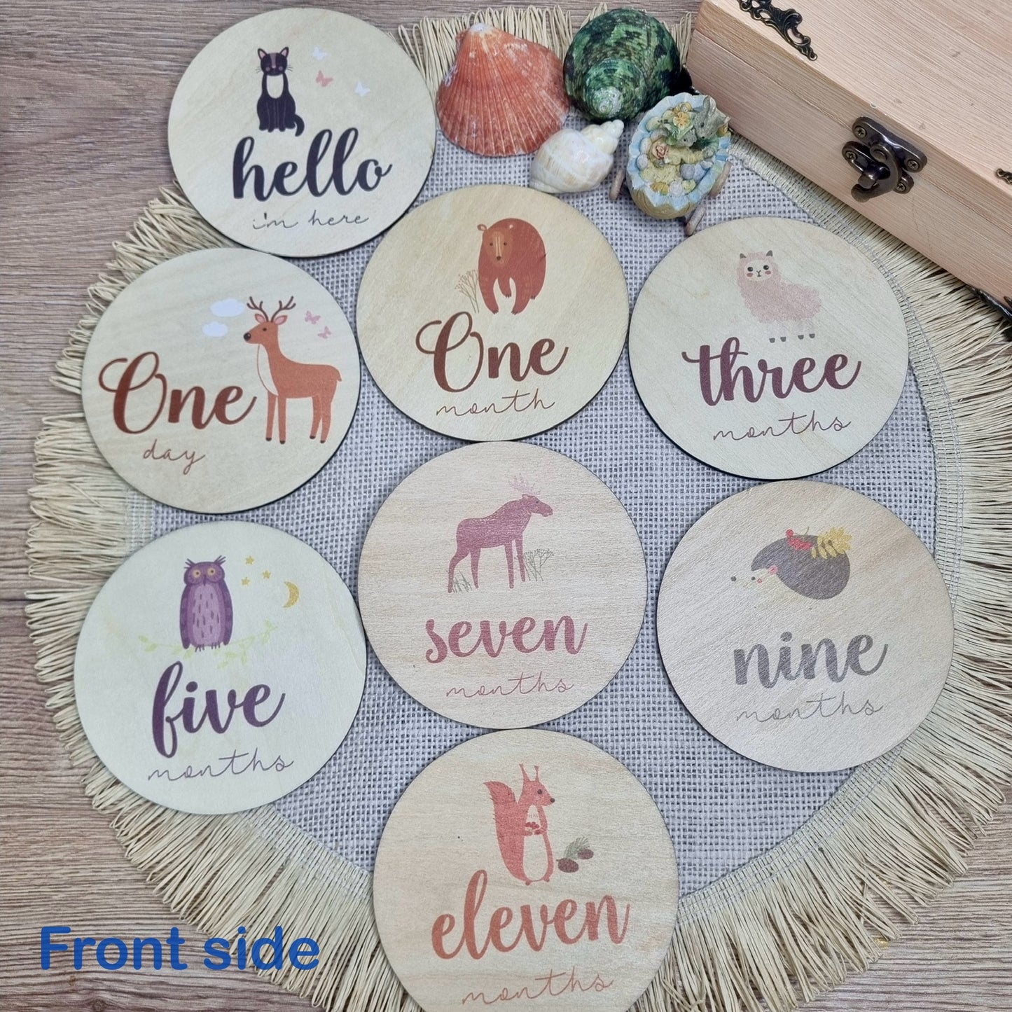 Animal Theme Wooden Baby Milestone Cards