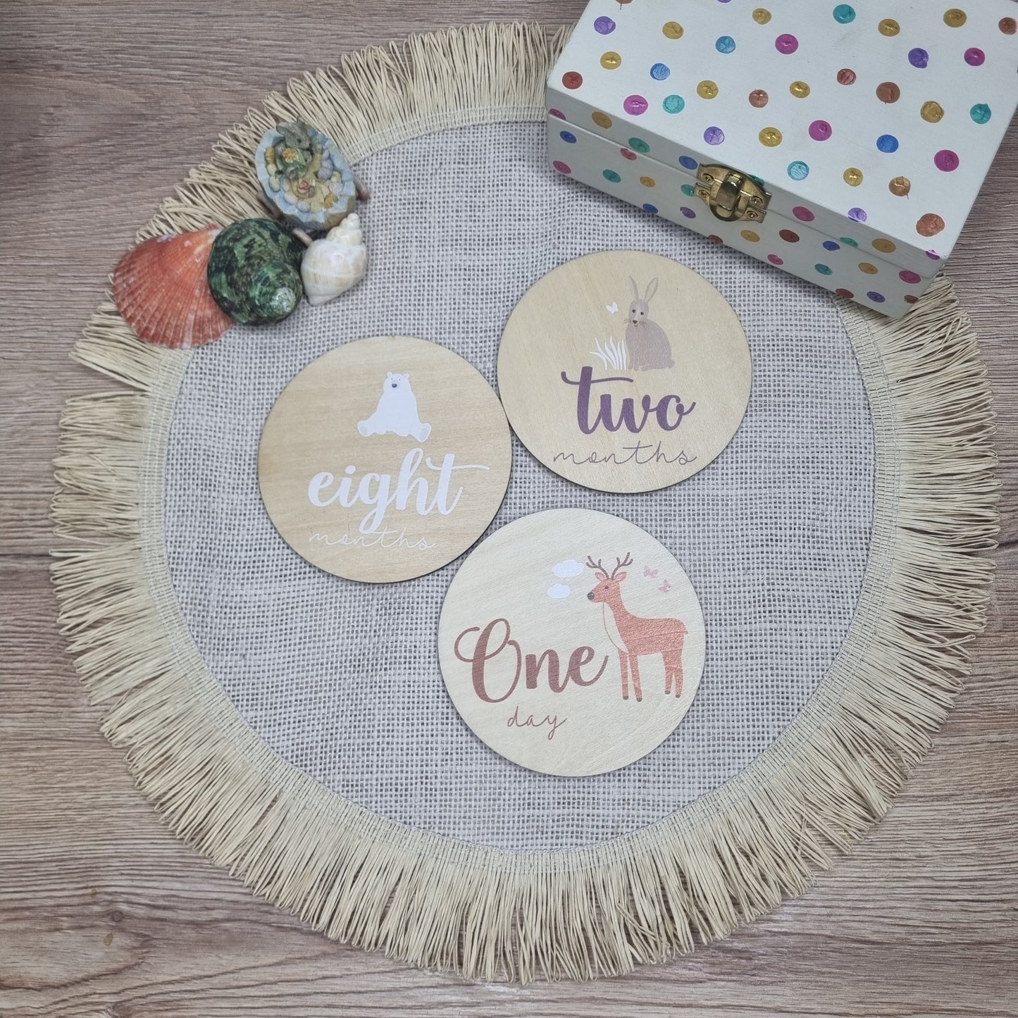 Animal Theme Wooden Baby Milestone Cards