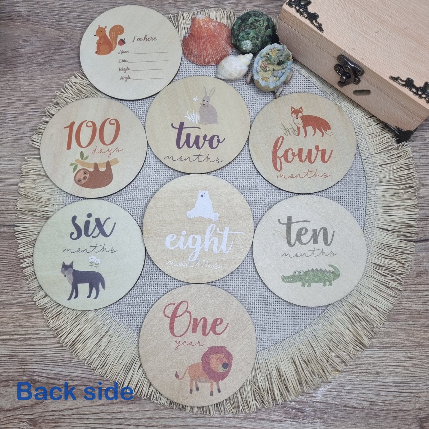 Animal Theme Wooden Baby Milestone Cards