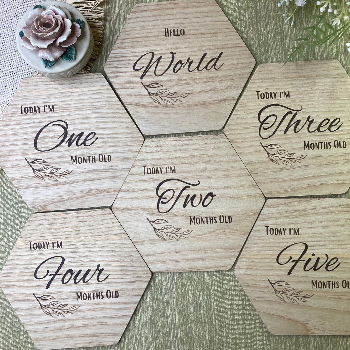 Wooden Hexagonal Milestone Cards