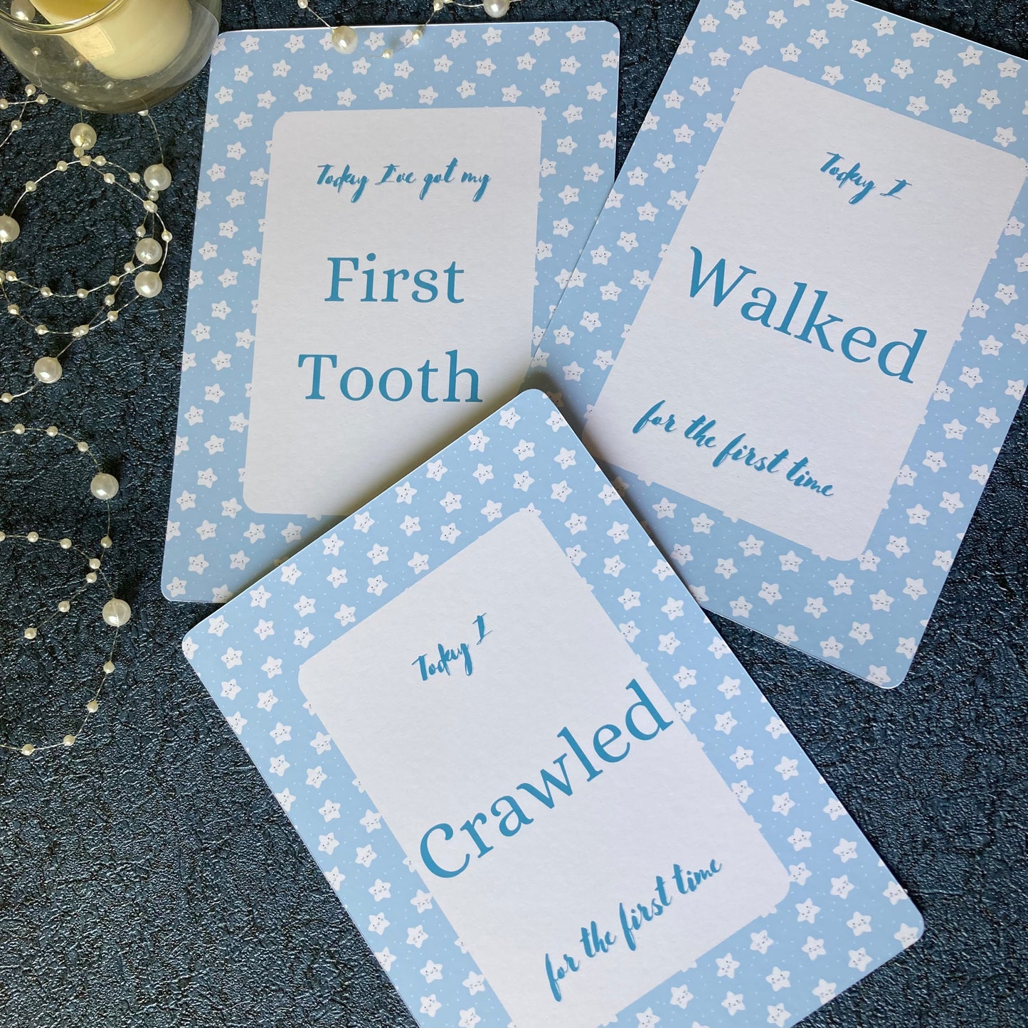 Star themed Blue Milestone cards