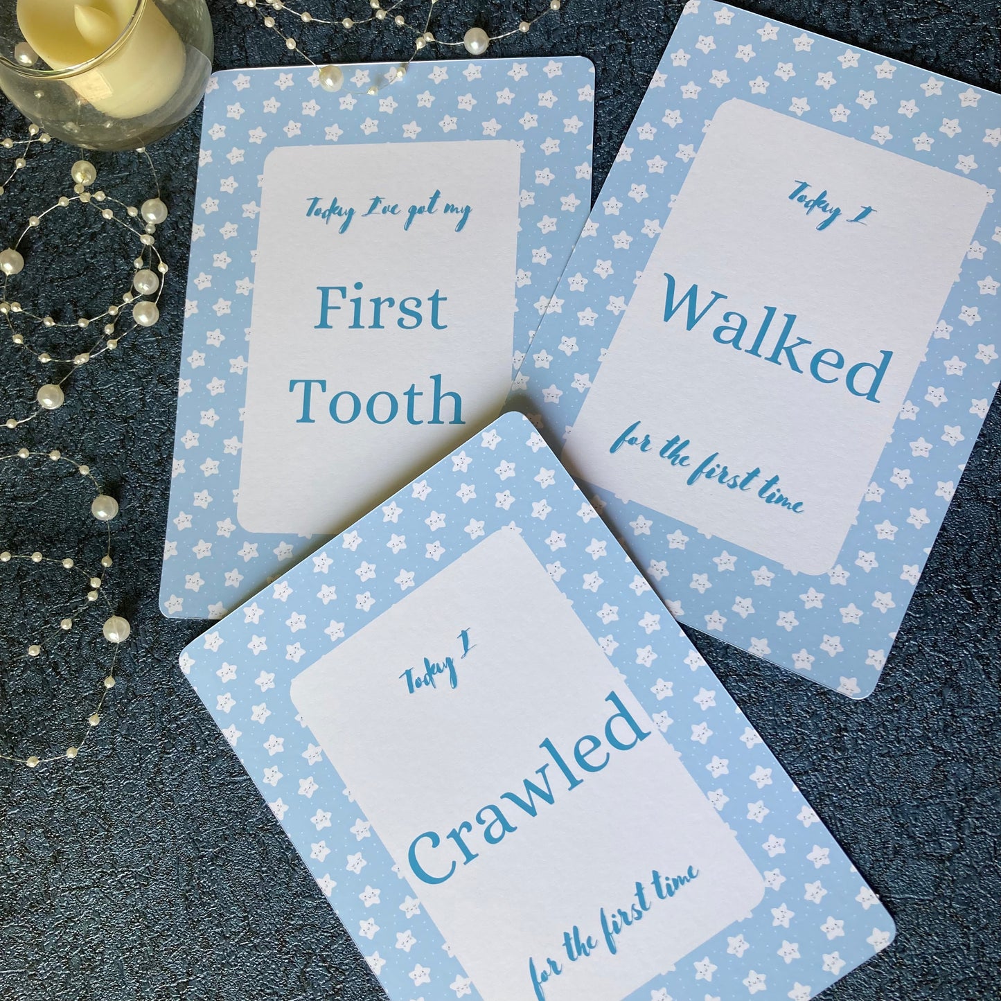 Star themed Blue Milestone cards