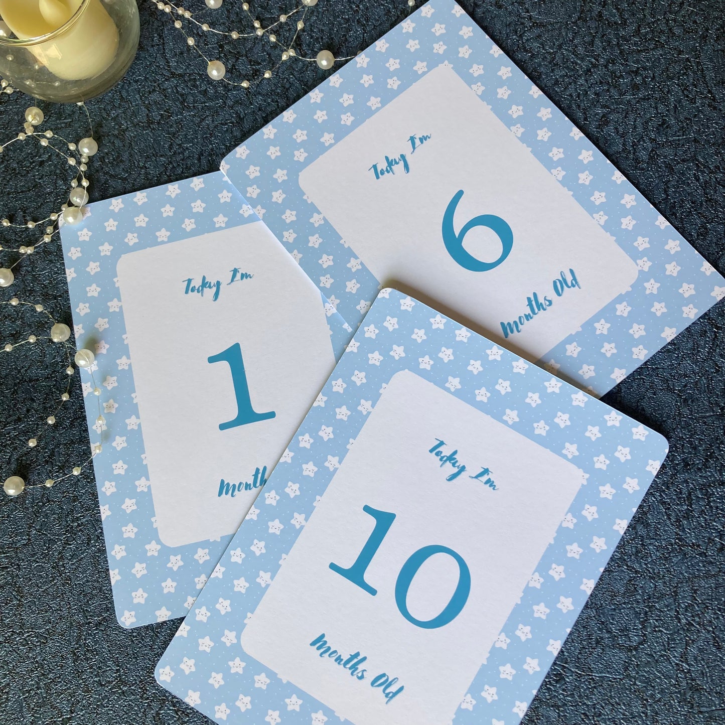 Star themed Blue Milestone cards