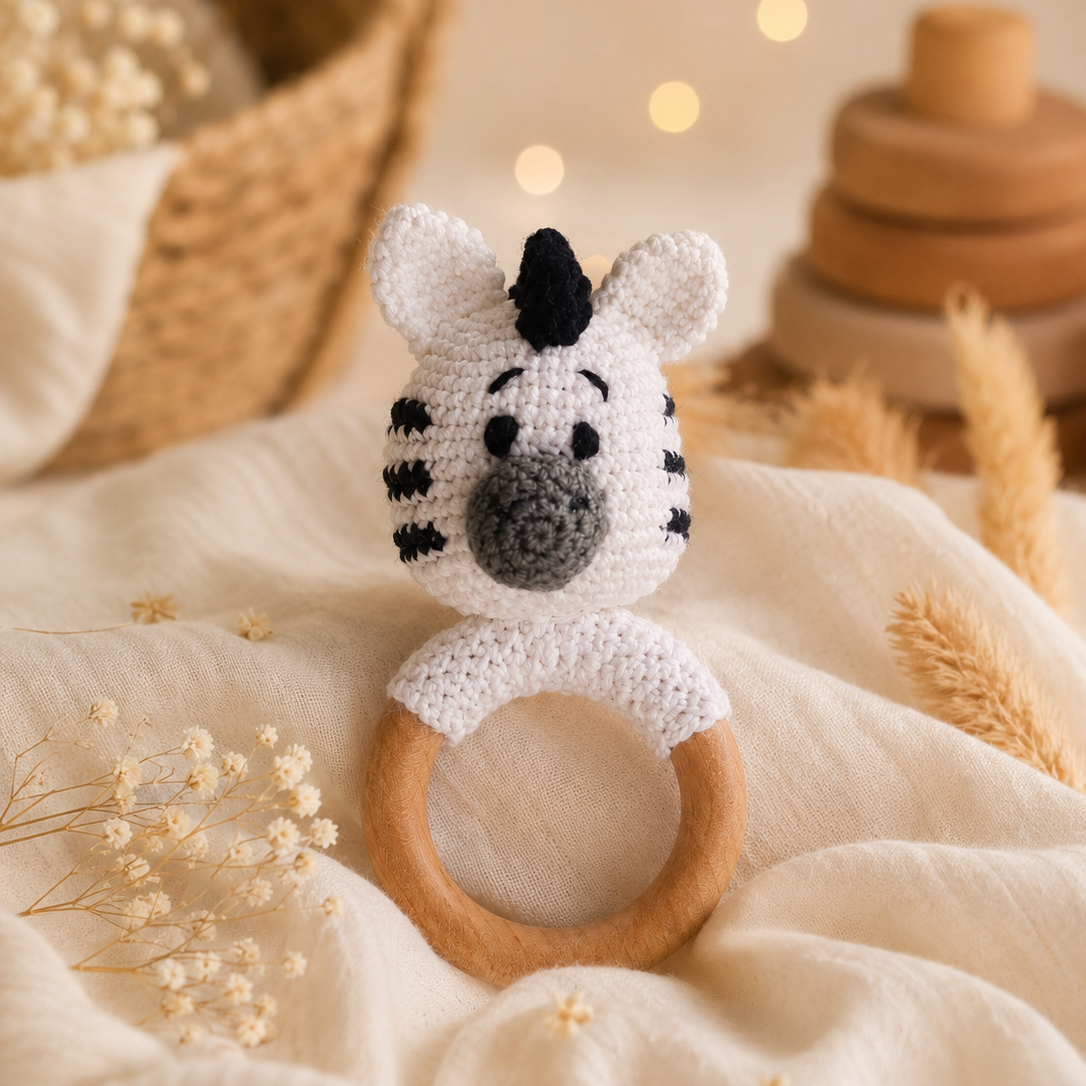 Baby Knitted Rattle- Giraffe