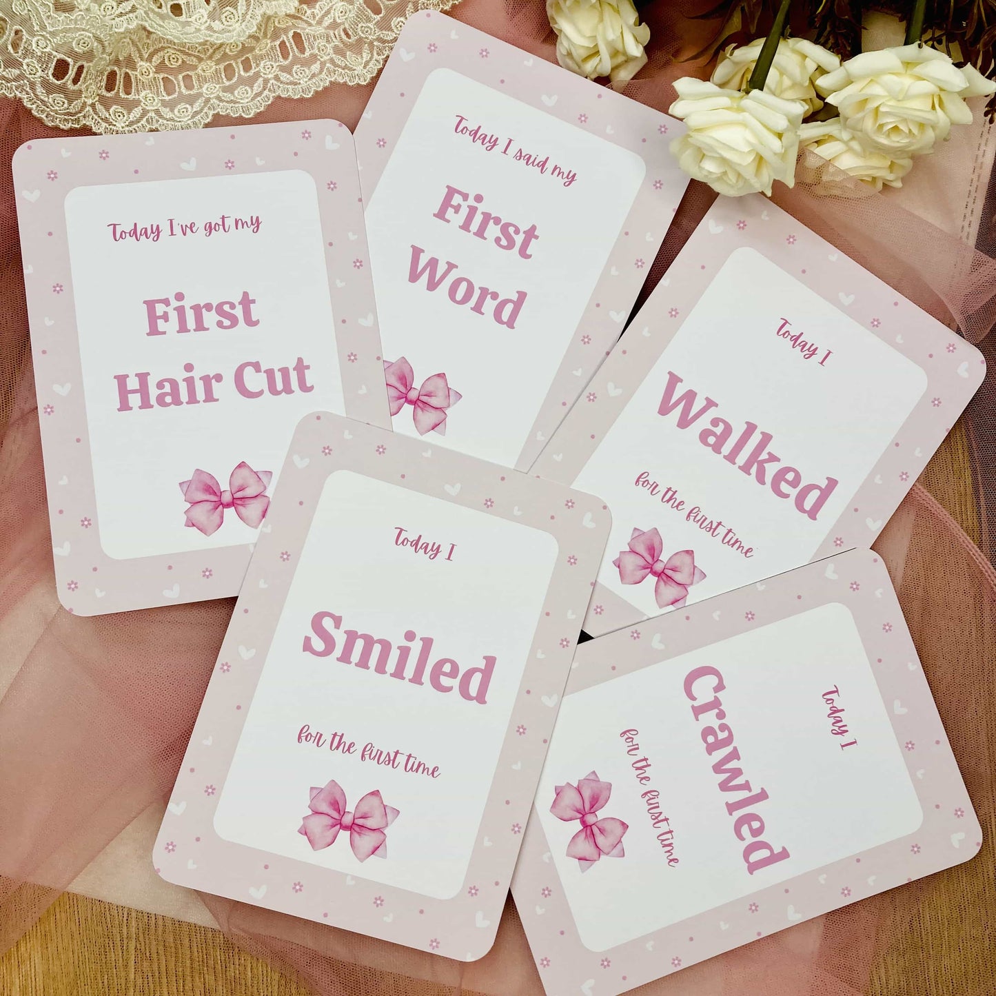 Pink Bow Milestone Cards