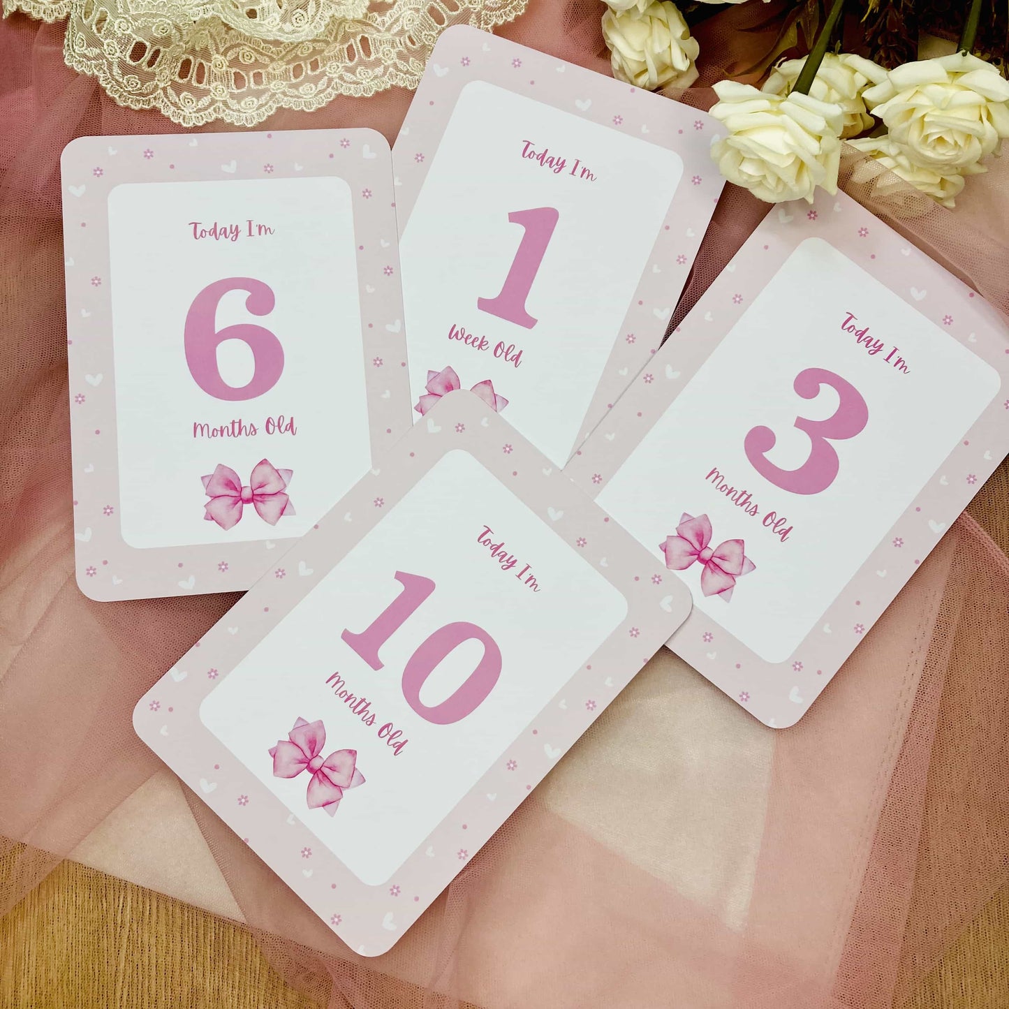 Pink Bow Milestone Cards