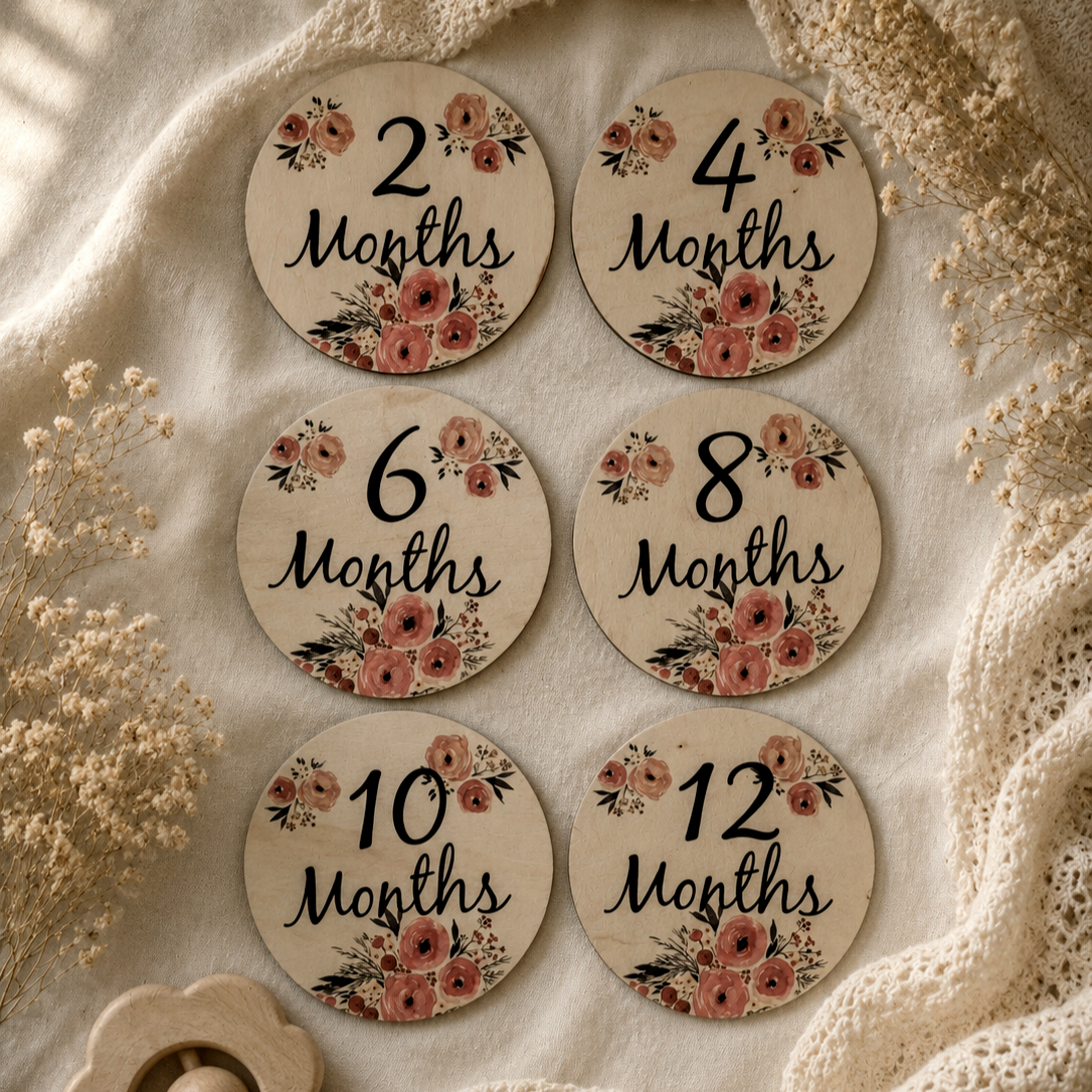 Floral Wooden Milestone Cards