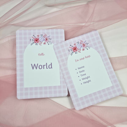 Pink Plaid Milestone Cards Set