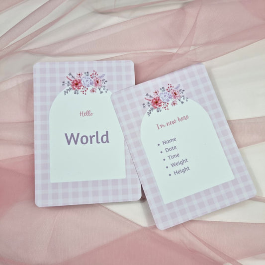 Pink Plaid Milestone Cards Set