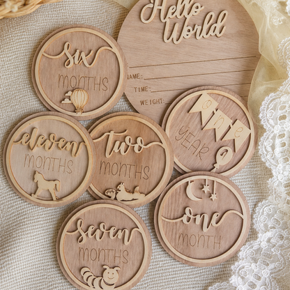 3D Design Wooden Milestone Cards