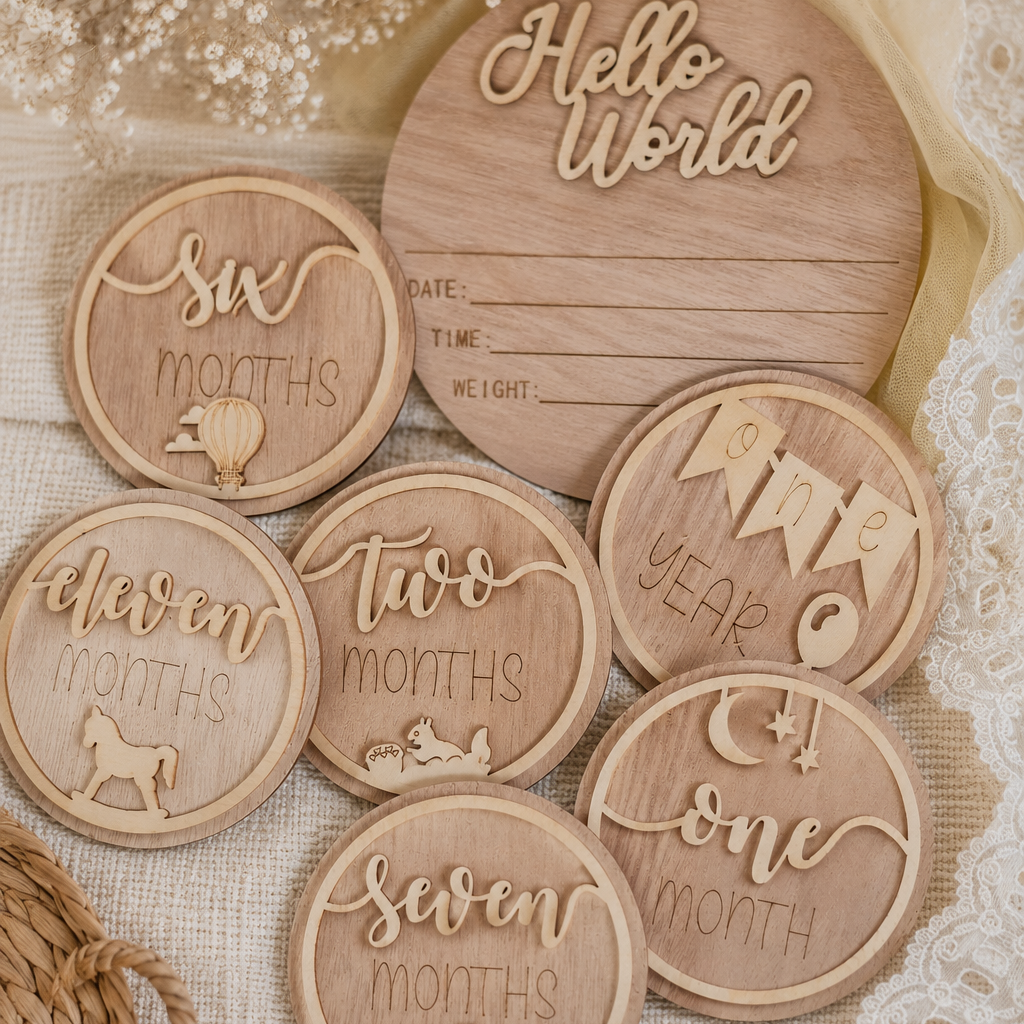 3D Design Wooden Milestone Cards