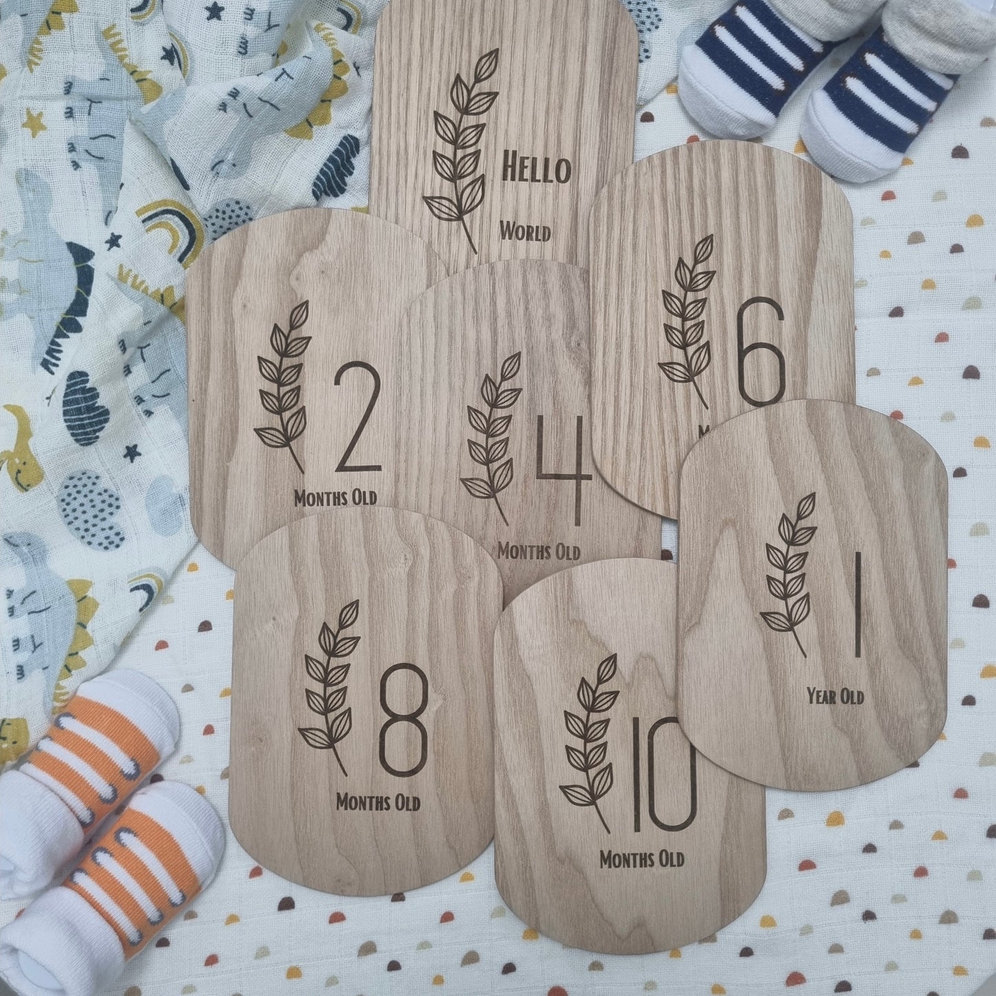 Oblong Wooden Baby Milestone Cards