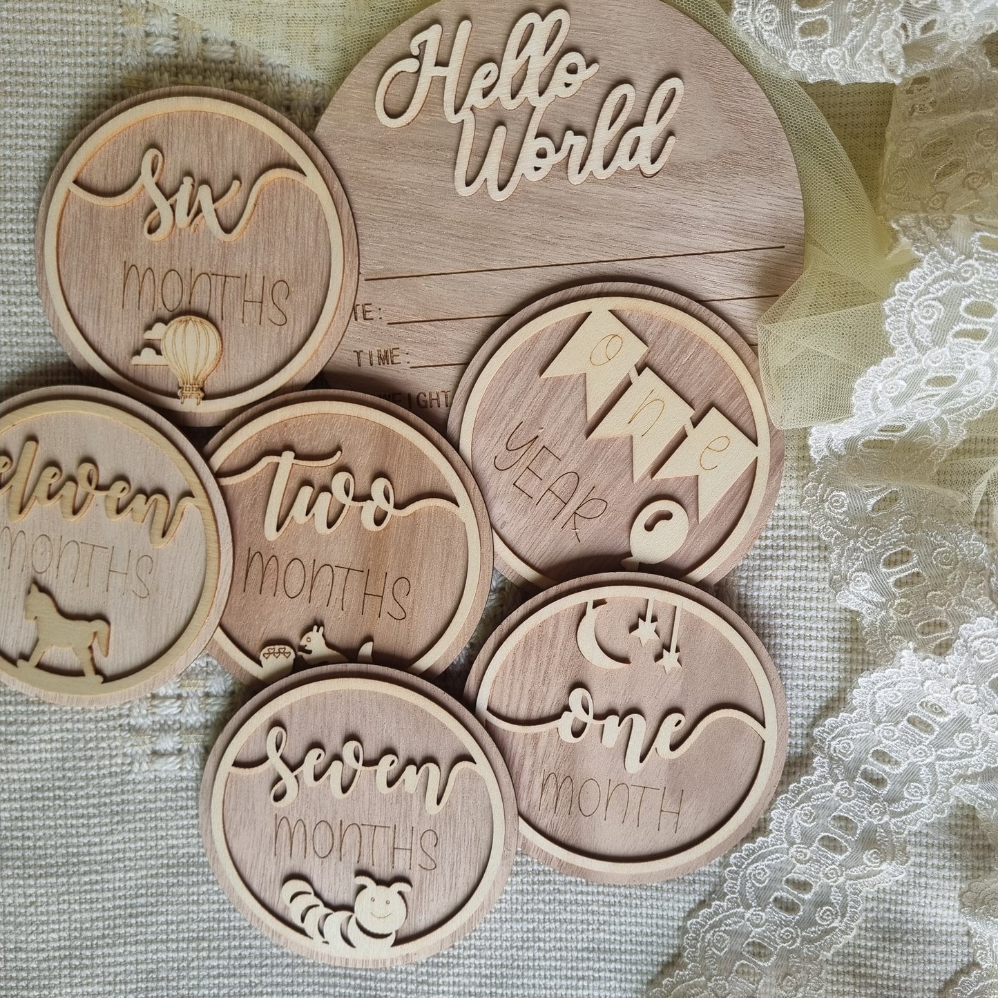 3D Design Wooden Milestone Cards