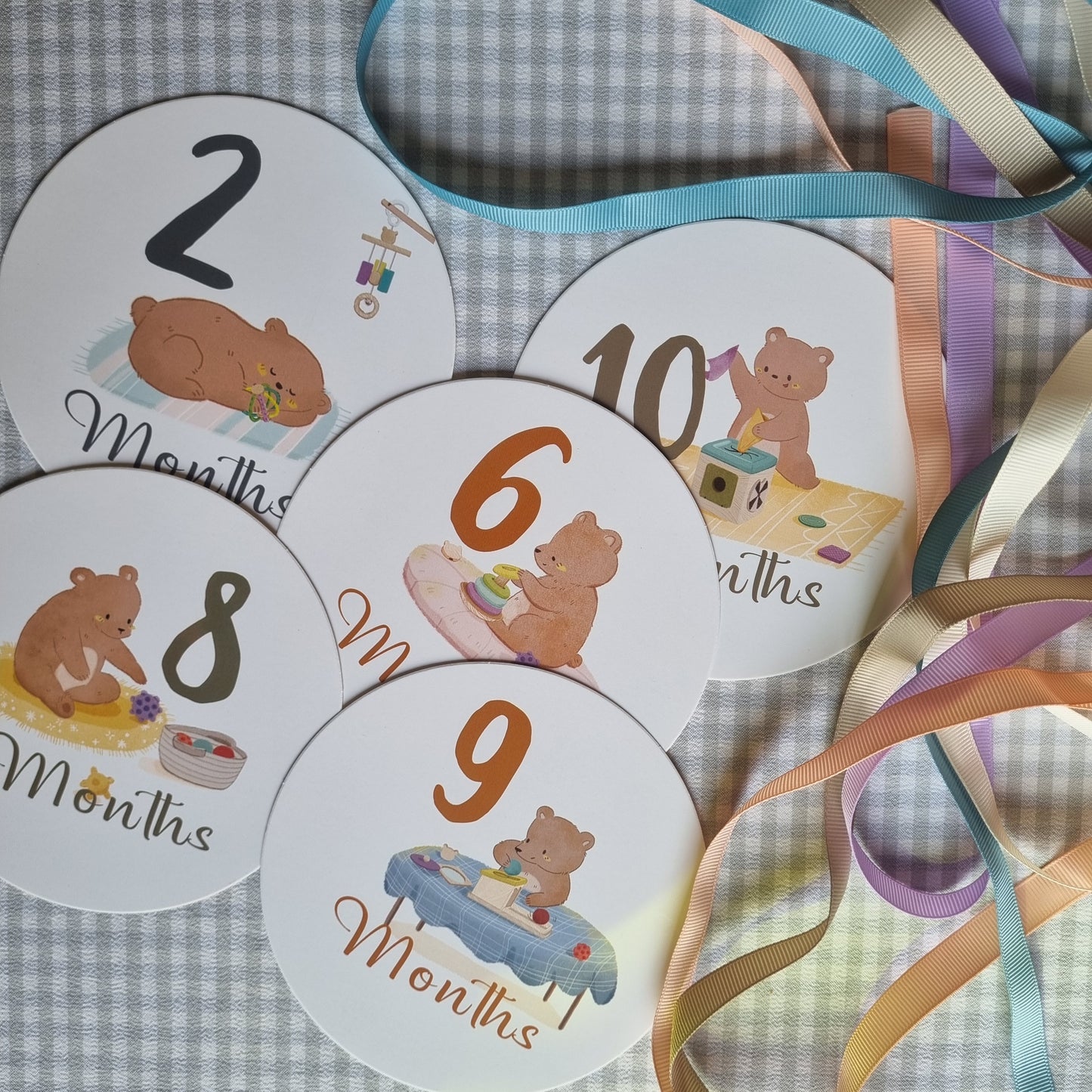 Animal Themed Round Milestone Cards