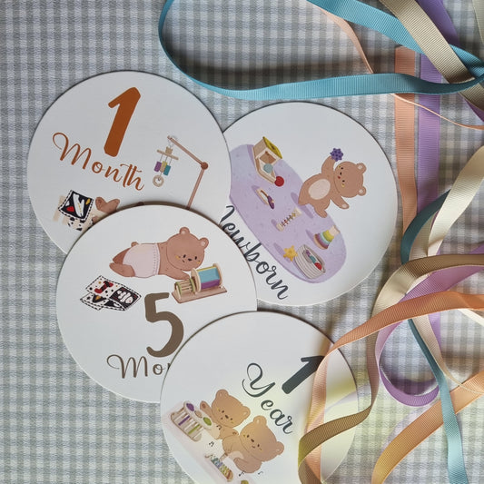 Animal Themed Round Milestone Cards