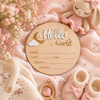 Hello World Milestone Card- White