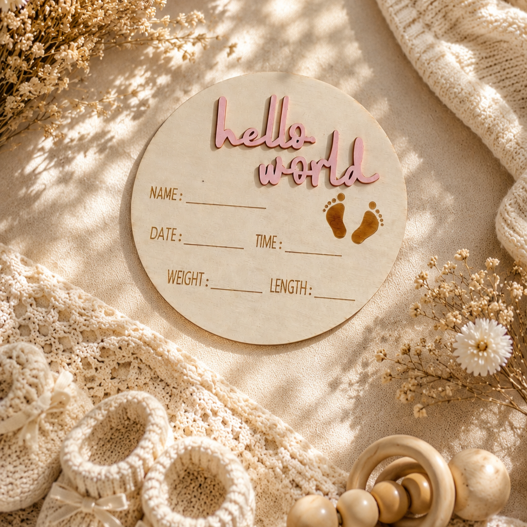 Hello World Milestone Card- Pink