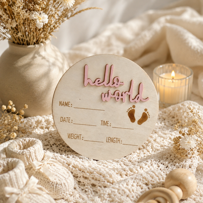 Hello World Milestone Card- Pink