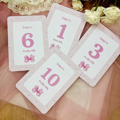 Pink Bow Milestone Cards