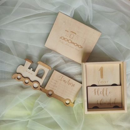 Wooden Train Milestone Cards