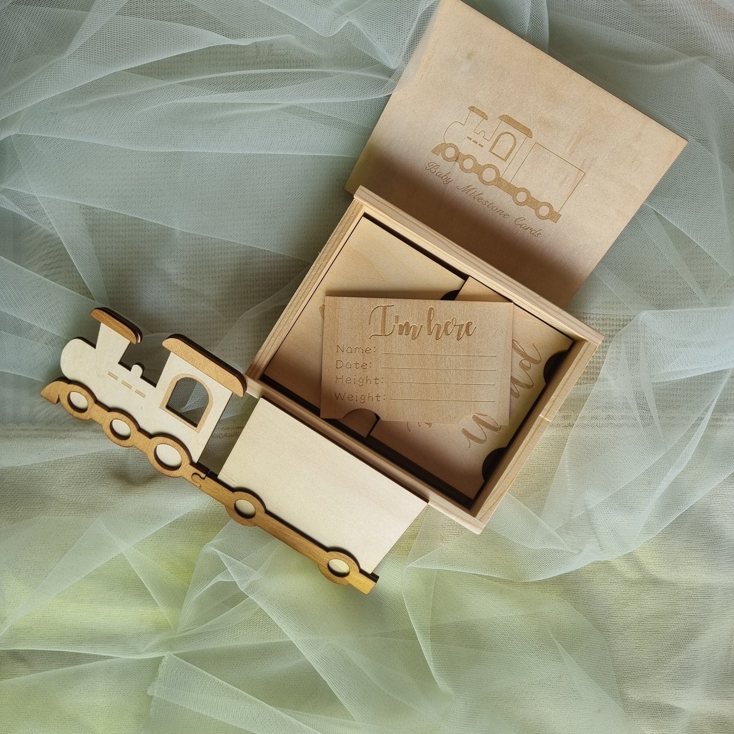 Wooden Train Milestone Cards