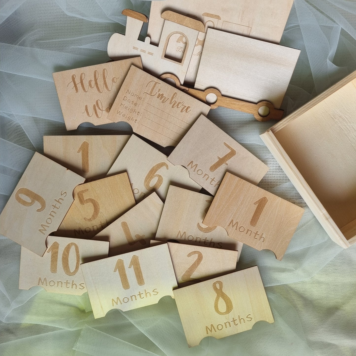 Wooden Train Milestone Cards