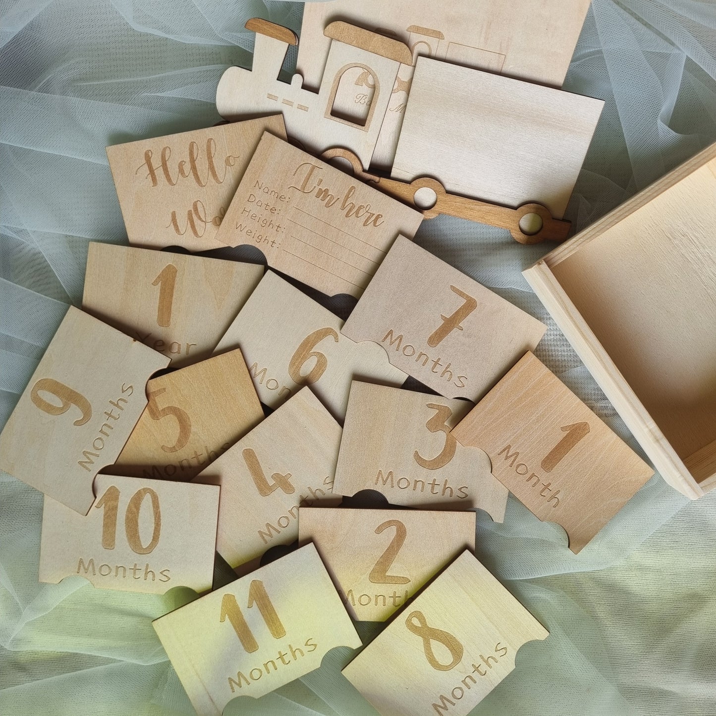 Wooden Train Milestone Cards