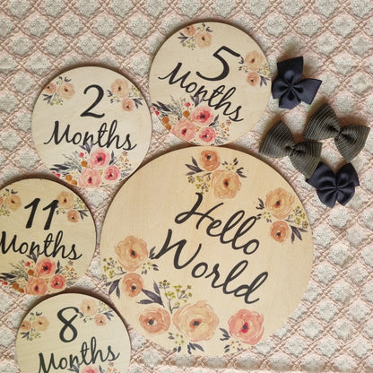 Floral Wooden Milestone Cards
