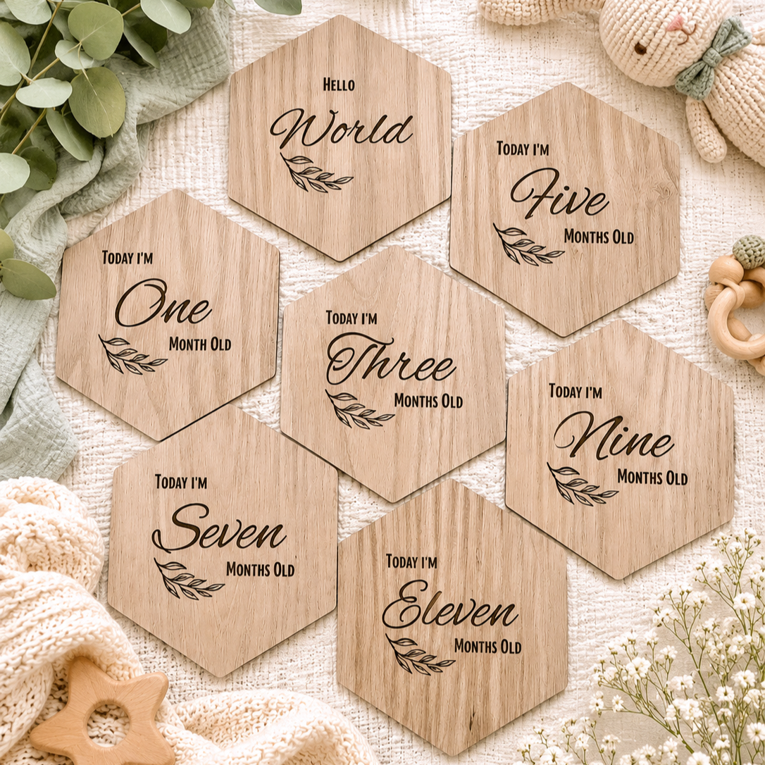 Wooden Hexagonal Milestone Cards