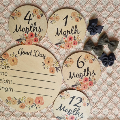 Floral Wooden Milestone Cards