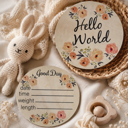 Floral Wooden Milestone Cards