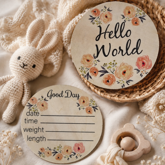 Floral Wooden Milestone Cards