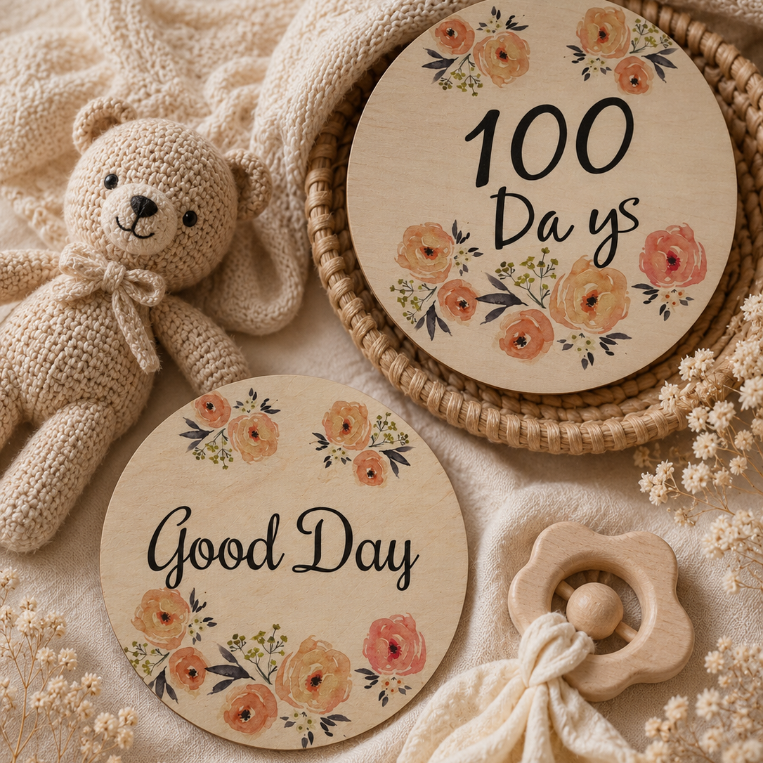 Floral Wooden Milestone Cards